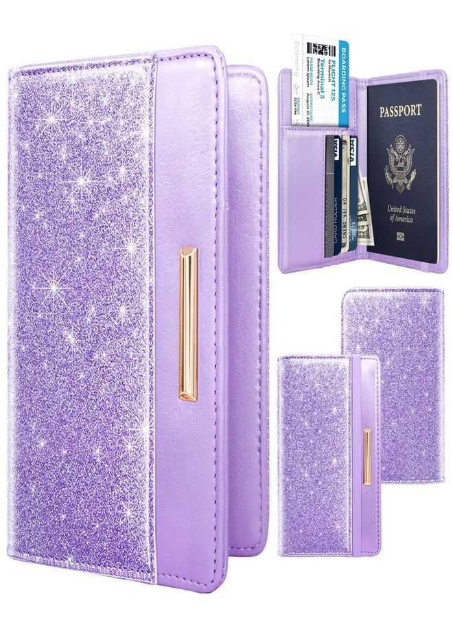 Coco Rossi Passport Holder Cover,Traveling Passport Case Glitter Cute Passport Wallet for Women Purple - Image 2